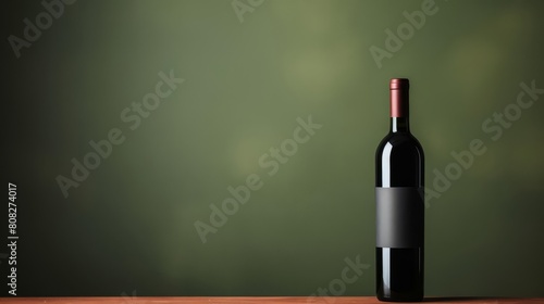 An empty wine bottle mockup with a minimalist label, set against a vintage backdrop
