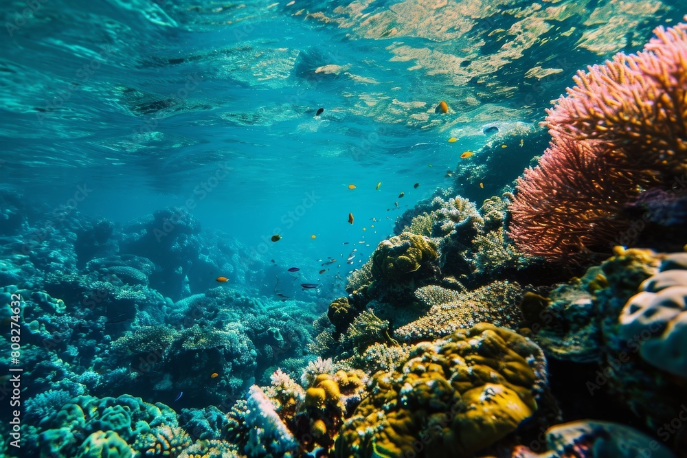 Underwater view, Blue ocean coral reef , Ai generated Underwater view, Blue ocean coral reef , Ai generated