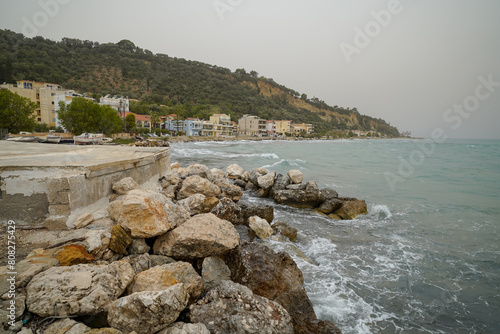 Krioneri beach in Zakynthos  on a cloudy day photo