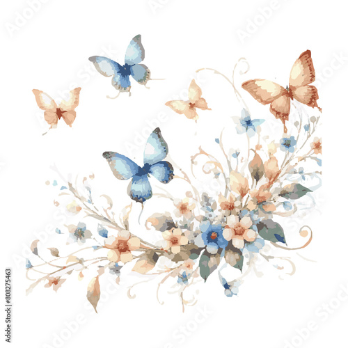  beautiful and colorful watercolor image of a fluttering fancies isolated on a transparent background