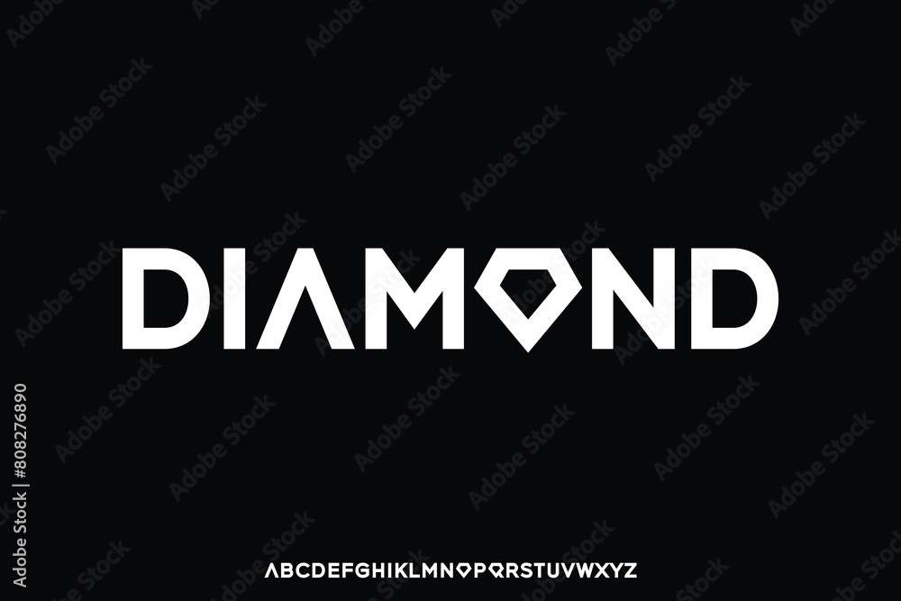 Elegant strong sans serif alphabet display font vector. Diamond logo typeface illustration Elegant strong sans serif alphabet display font vector. Diamond logo typeface illustration