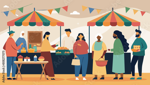 A craft fair with stalls selling handmade goods created by neurodivergent artisans demonstrating the diverse talents and skills of individuals from. Vector illustration