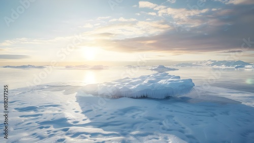 Arctic landscape with ice pedestal under bright sky in high resolution. Concept Arctic Landscape, Ice Pedestal, Bright Sky, High Resolution
