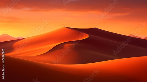 Sand dunes at sunset. 3d render of desert landscape.