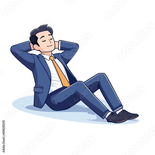 Businessman Relax and Rest: Funny Cartoon Style Vector Illustration in EPS 10 photo