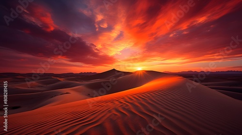 Sunset in the sand dunes of Maspalomas  Gran Canaria