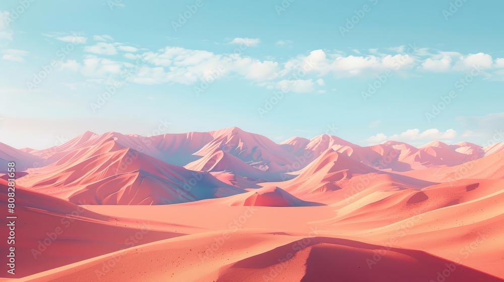 Amazing landscape view of an expansive desert, capturing the stark beauty with a paper cut styles approach