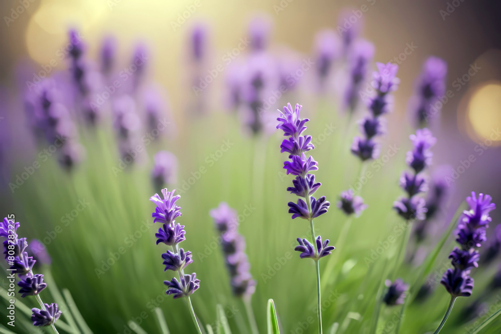 Obraz premium lavender flowers in the garden, herbal aromatherapy bokeh background 