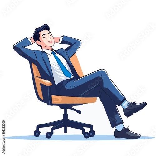 Businessman Relax and Rest: Funny Cartoon Style Vector Illustration in EPS 10