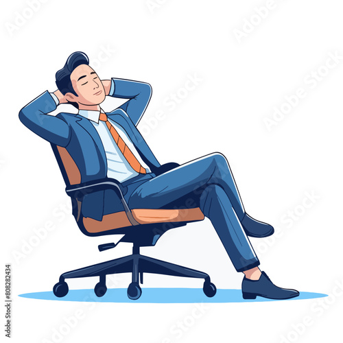 Businessman Relax and Rest: Funny Cartoon Style Vector Illustration in EPS 10 photo