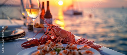 Attend a gourmet seafood dinner aboard a yacht