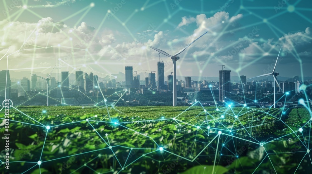 Fototapeta premium Sustainable Energy Production with Advanced Algorithms