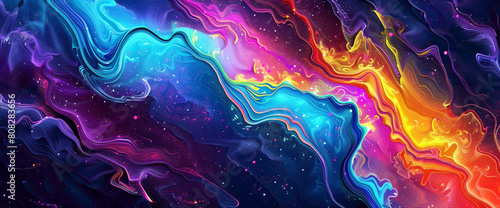 A vibrant cascade of neon hues melding seamlessly  resembling a celestial aurora in motion.