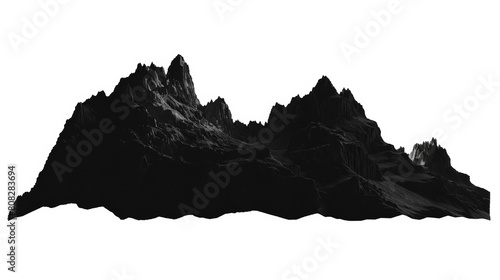 black and white silhouette of a mountain, cutout photo