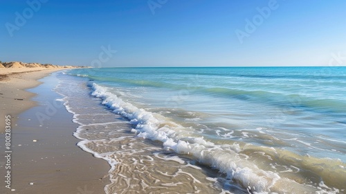 Scenic view of beach against clear blue skyDjerba Midu photo
