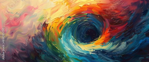 A whirlwind of vibrant colors swirls and eddies  creating a mesmerizing vortex of energy that captivates the eye and draws the viewer into its dynamic embrace.
