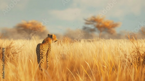 cheetah in the savannah photo