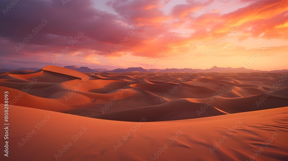 Panoramic view of sand dunes in Dubai, United Arab Emirates