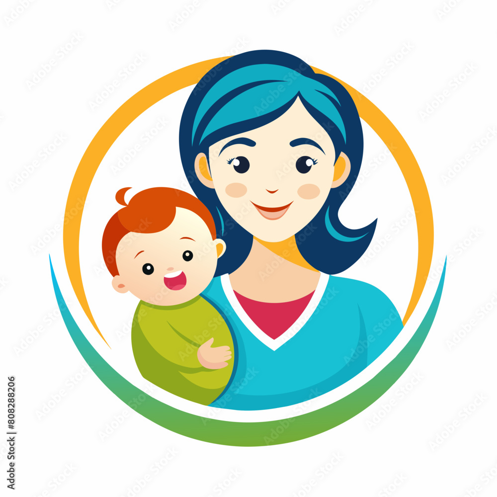 happy mother and baby logo icons vector illustration happy mother and baby logo icons vector illustration