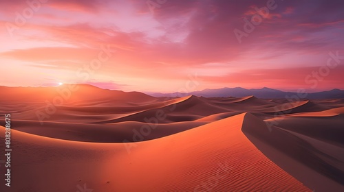 Panoramic view of sand dunes in the Sahara desert  Morocco