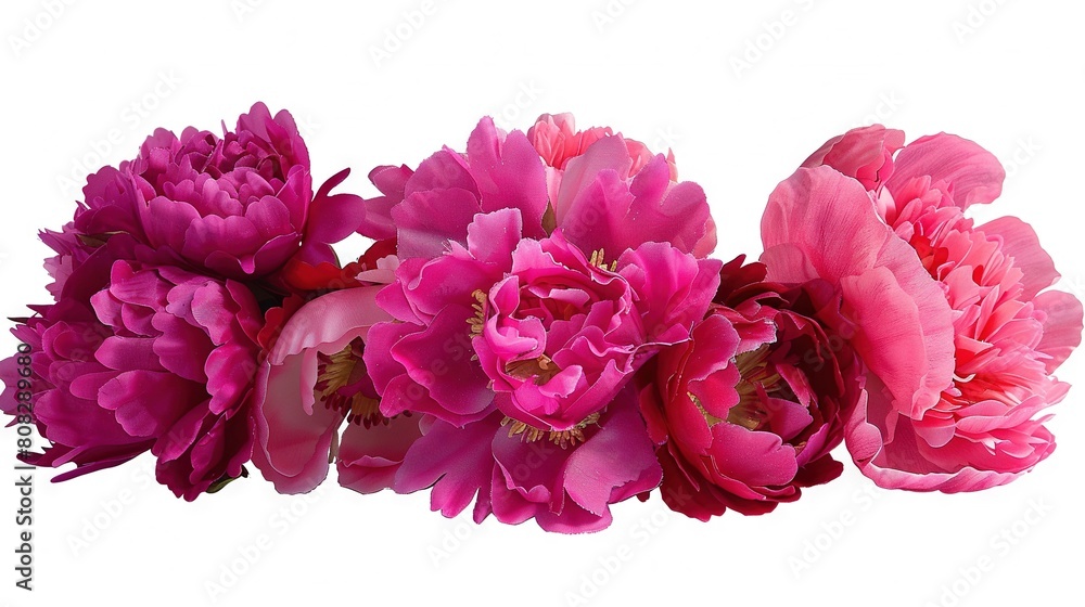   Pink flowers on white background with a central focal point