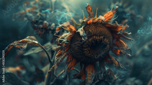 Scorched Sunflower Field: Effects of Extreme Heat photo