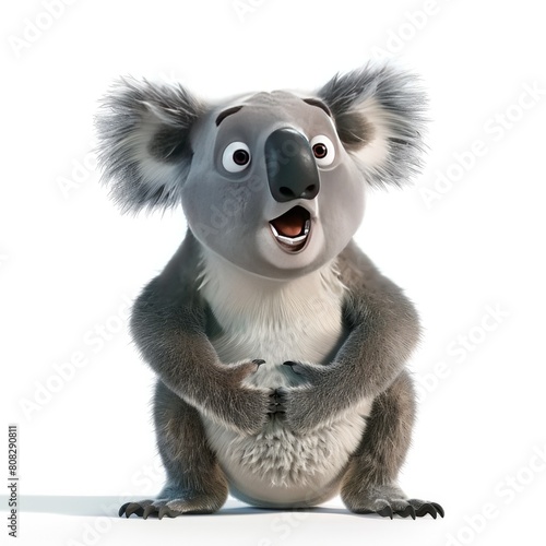 Surprised Koala  3D Cartoon Design with Thick Lines  4K 