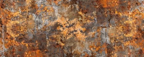 rusted steel sheet with dirty and rusted surface texture, seamless pattern