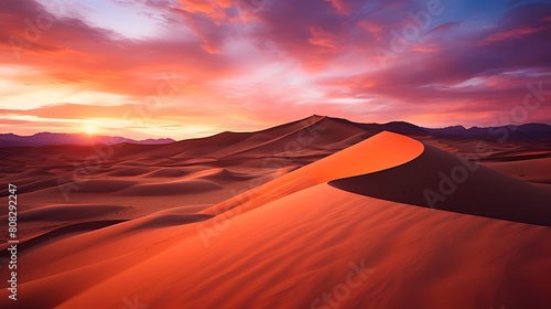 Sunset over sand dunes in Death Valley National Park  California  USA