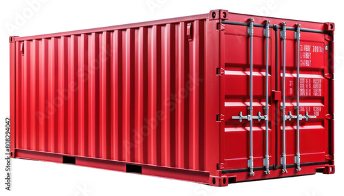 PNG New red cargo container white background architecture delivering.
