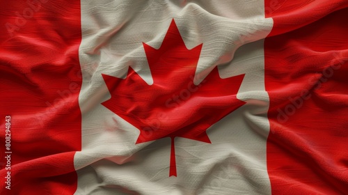 Textured Canadian flag rippling in motion.