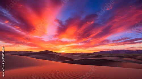 Panorama of sand dunes at sunset in Mui Ne  Vietnam