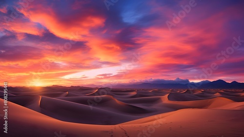 Panorama of sand dunes at sunset in the Namib desert  Namibia