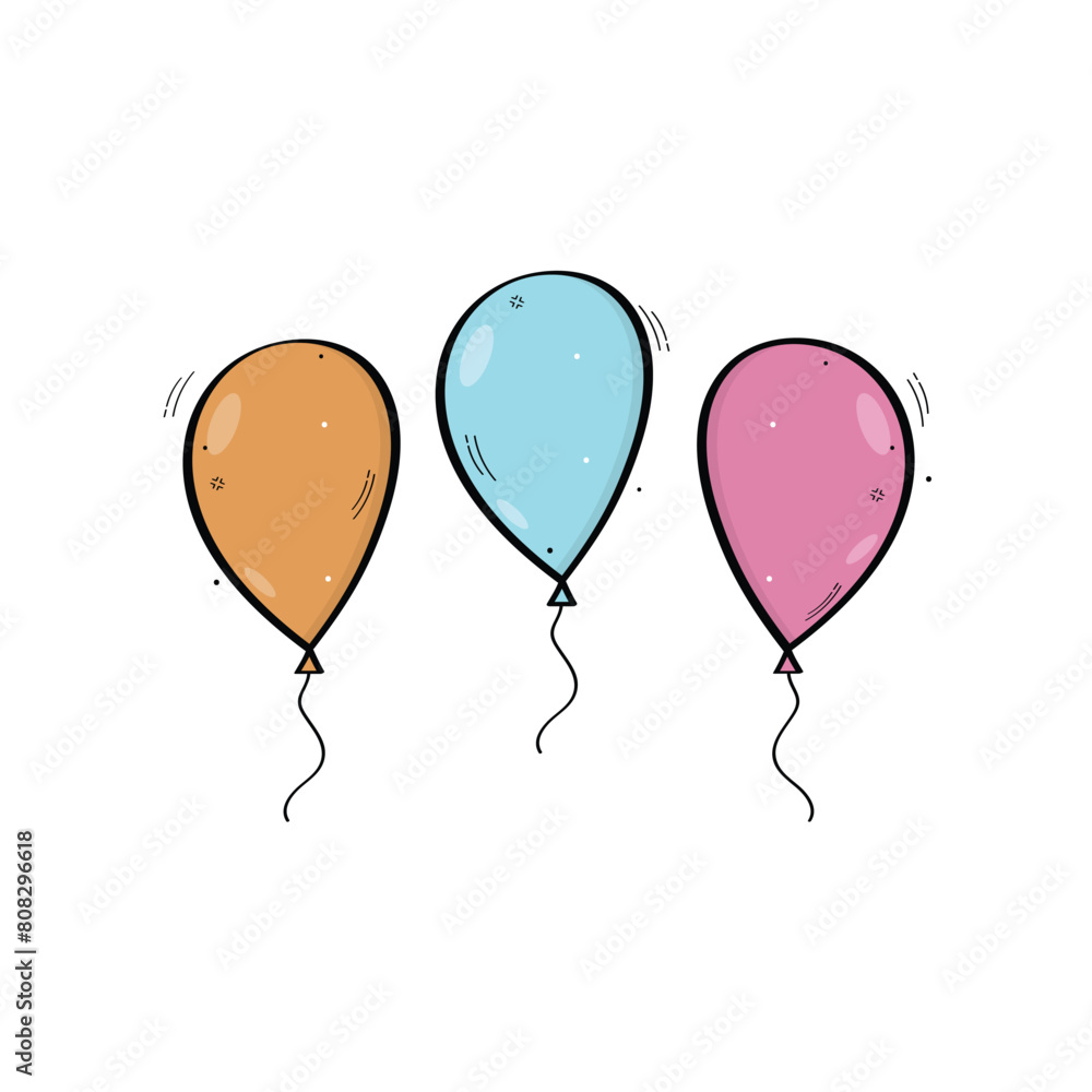 Hand Drawn Balloon Set Vector Design.