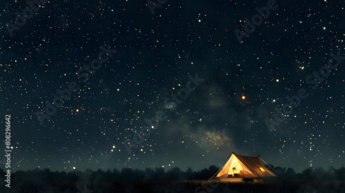 Stargazing from a remote campsite isolated on white background  cinematic  png 