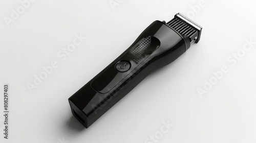 a black electric hair trimmer isolated on a white background realistic