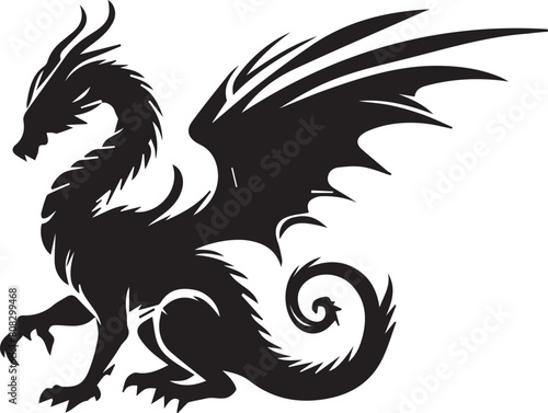 Wallpaper Mural dragon  silhouette vector EPS Torontodigital.ca