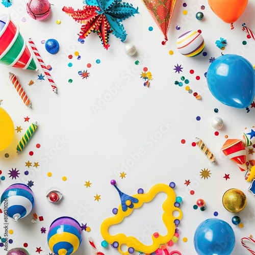  Carnival Festivity: Top-Down View of Decoration on White Surface