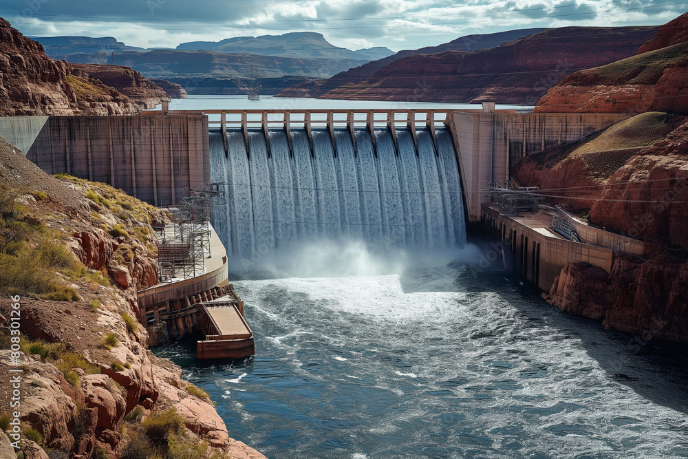 Hydroelectric dam generating sustainable energy from a river