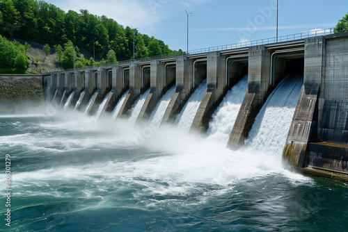 Hydroelectric dam operating on a large river