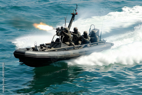 Navy Special Force ride fast interceptor boat. photo