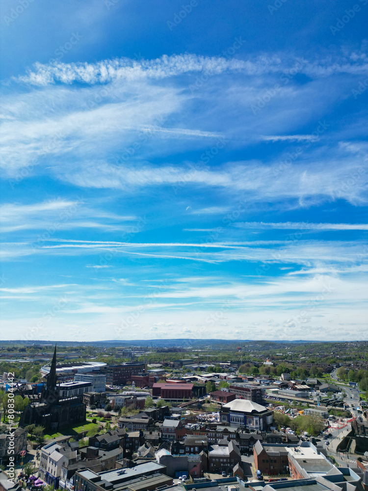 High Angle View of Central Rotherham City of England United Kingdom. April 4th, 2024 High Angle View of Central Rotherham City of England United Kingdom. April 4th, 2024