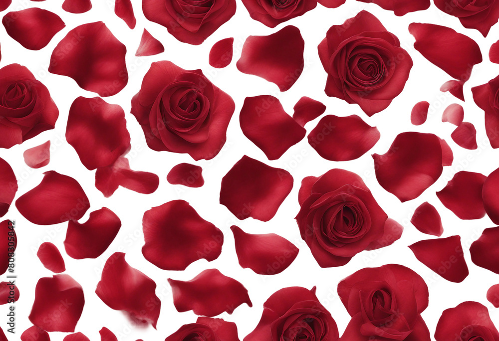 Set of red rose flowers petals isolated on transparent background Set of red rose flowers petals isolated on transparent background