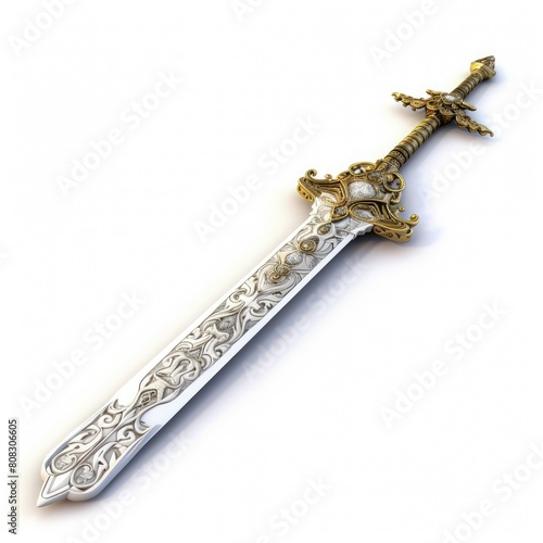 Edged weapon dagger in scabbard isolated over a white background. Illustration fantasy sword perfect for game RPG and other