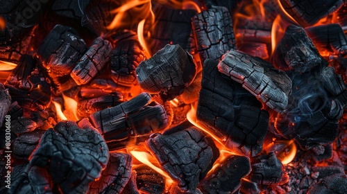 Vegetable Charcoal Combusting with Intense Flames