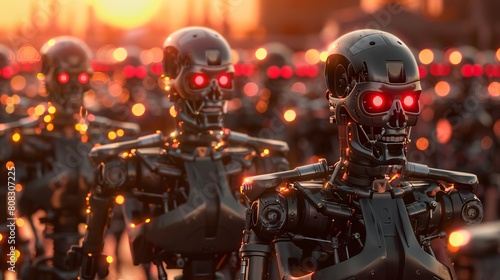 A group of robots with red eyes. photo