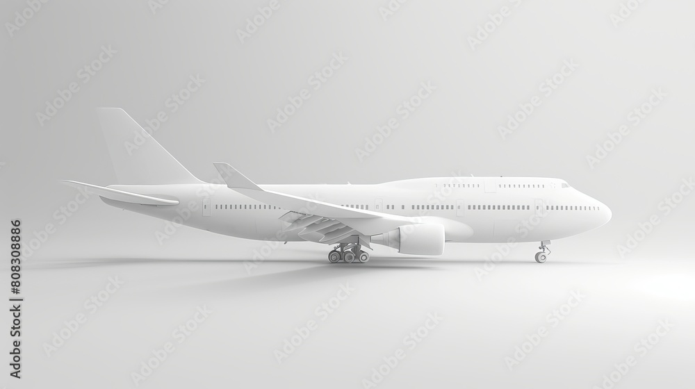 Abstract 3D vector illustration of a white airliner taking off against a white background. Abstract 3D vector illustration of a white airliner taking off against a white background.
