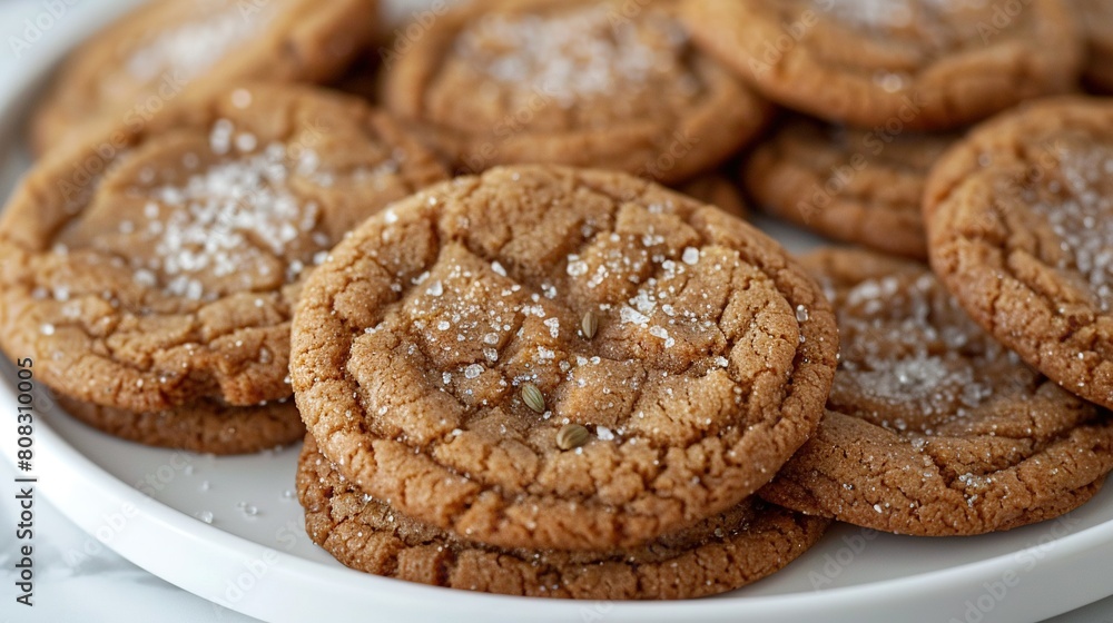 A cookie plate with powdered sugar A cookie plate with powdered sugar