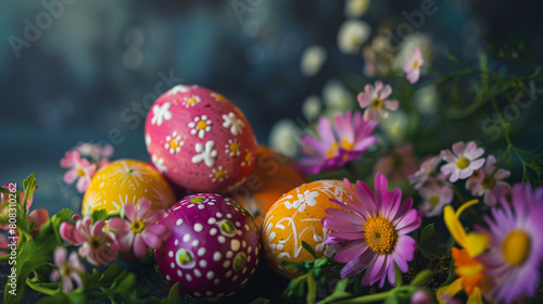 Vibrant Easter Celebration with Painted Eggs
