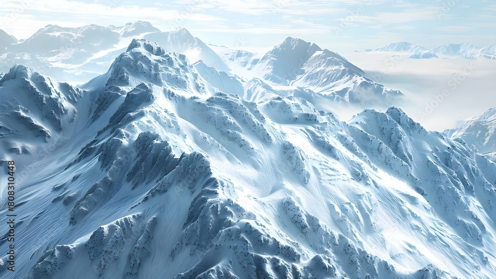 Fototapeta premium Mountains losing snow due to rising temperatures exposing climate change scars. Concept Climate Change, Mountain Erosion, Rising Temperatures, Environmental Impact, Snow Loss
